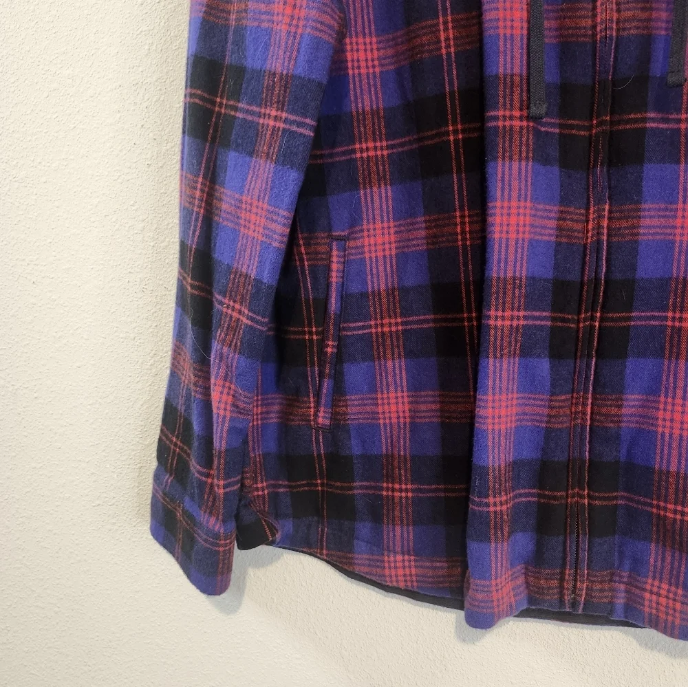 L.L. Bean Women's Scotch Plaid Flannel Zip Up Hoodie Relaxed Fit Size Large - Picture 6 of 11